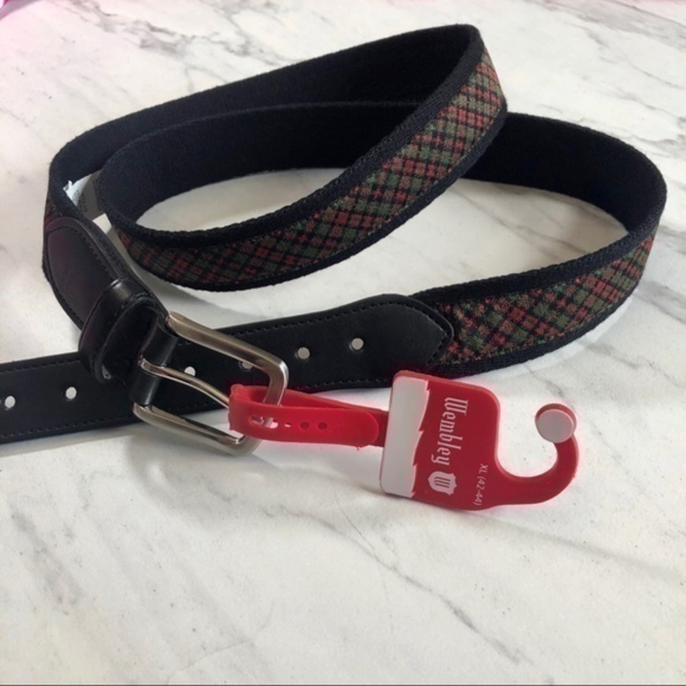 Wembley Belt Christmas Black Red Green Plaid Checkered Classic Holiday Party NWT